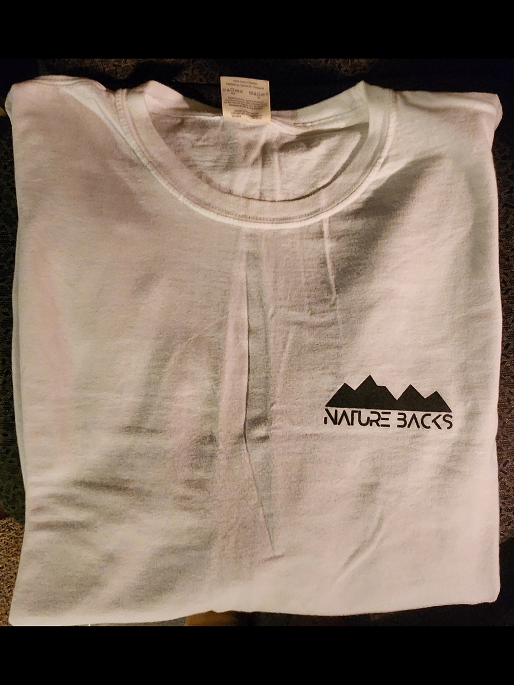 Nature Backs Men's Long Sleeve White Logo Tee